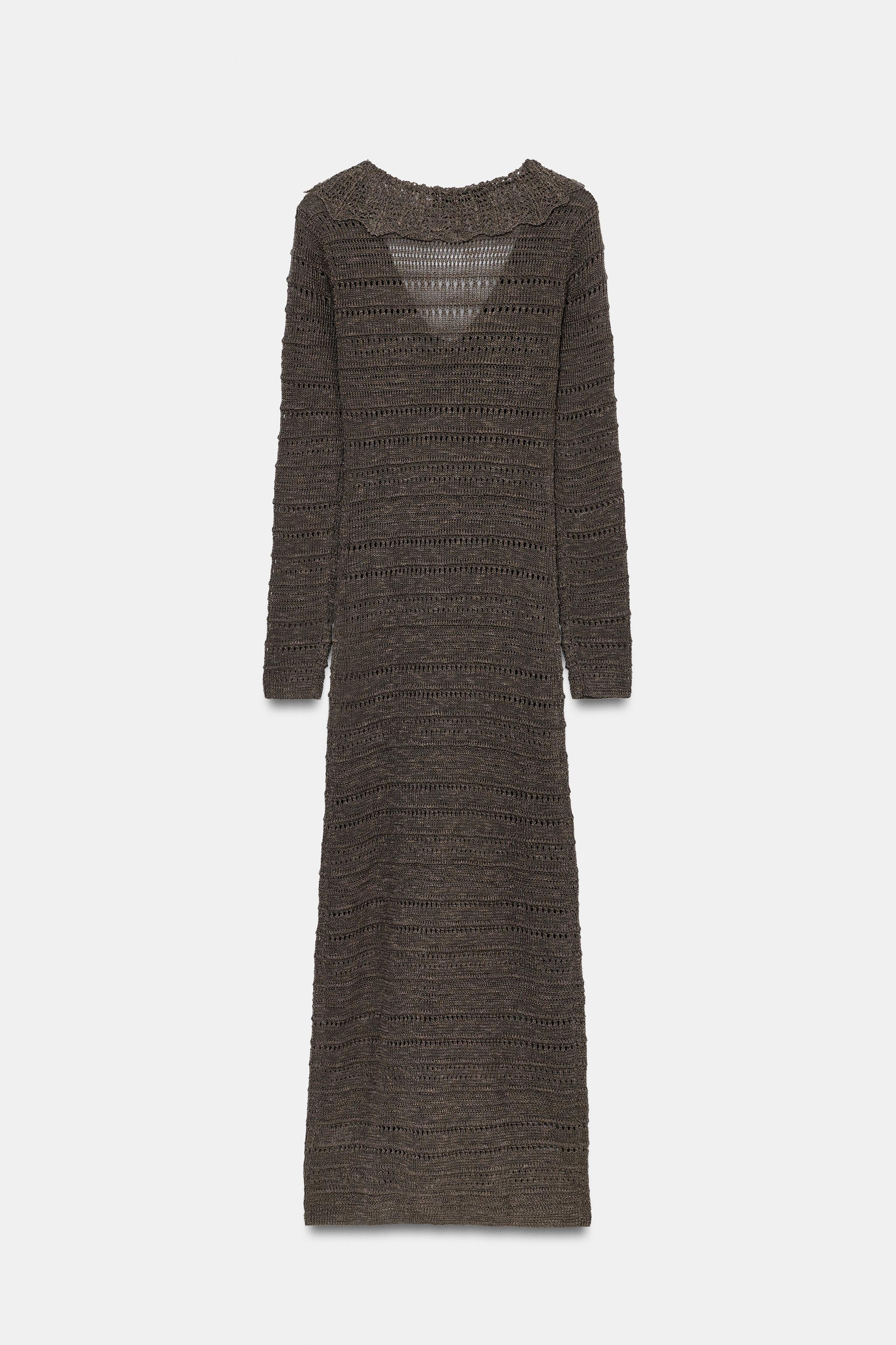 POINTELLE KNIT RUFFLED DRESS